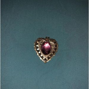 VINTAGE 14KT HEART LOCKET WITH AMETHYST